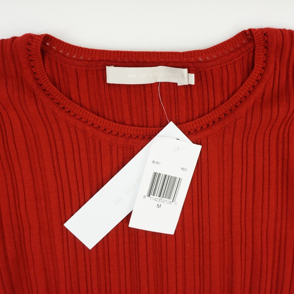 One Grey Day Ribbed Knit Ruffled Pullover Top - Picture 6 of 8